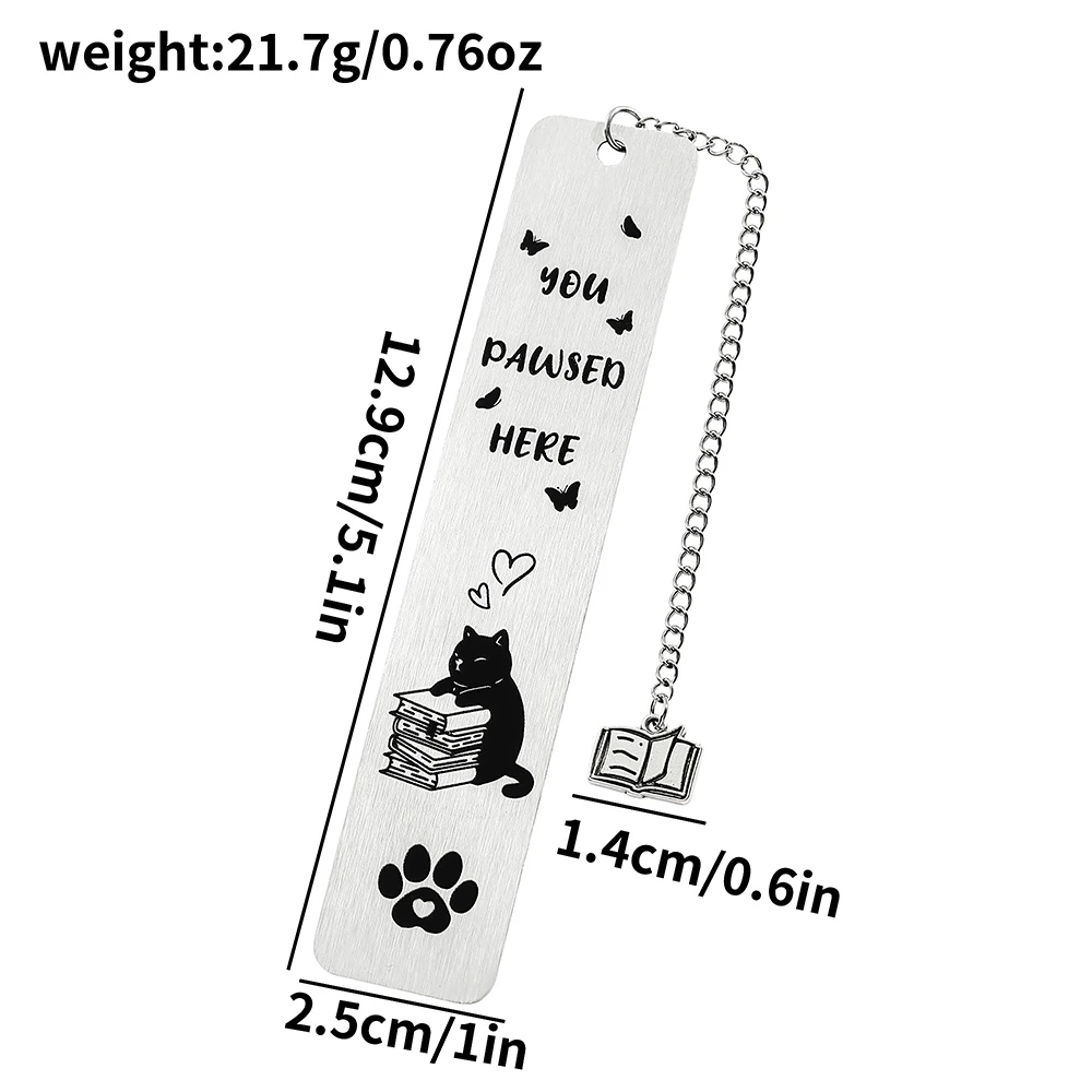 1pcs/2pcs Pet Dog & Cat Stainless Steel Bookmarks, Metal Bookmarks Men & Women Reading Marker Stationery Corgi & Kitten Bookmark