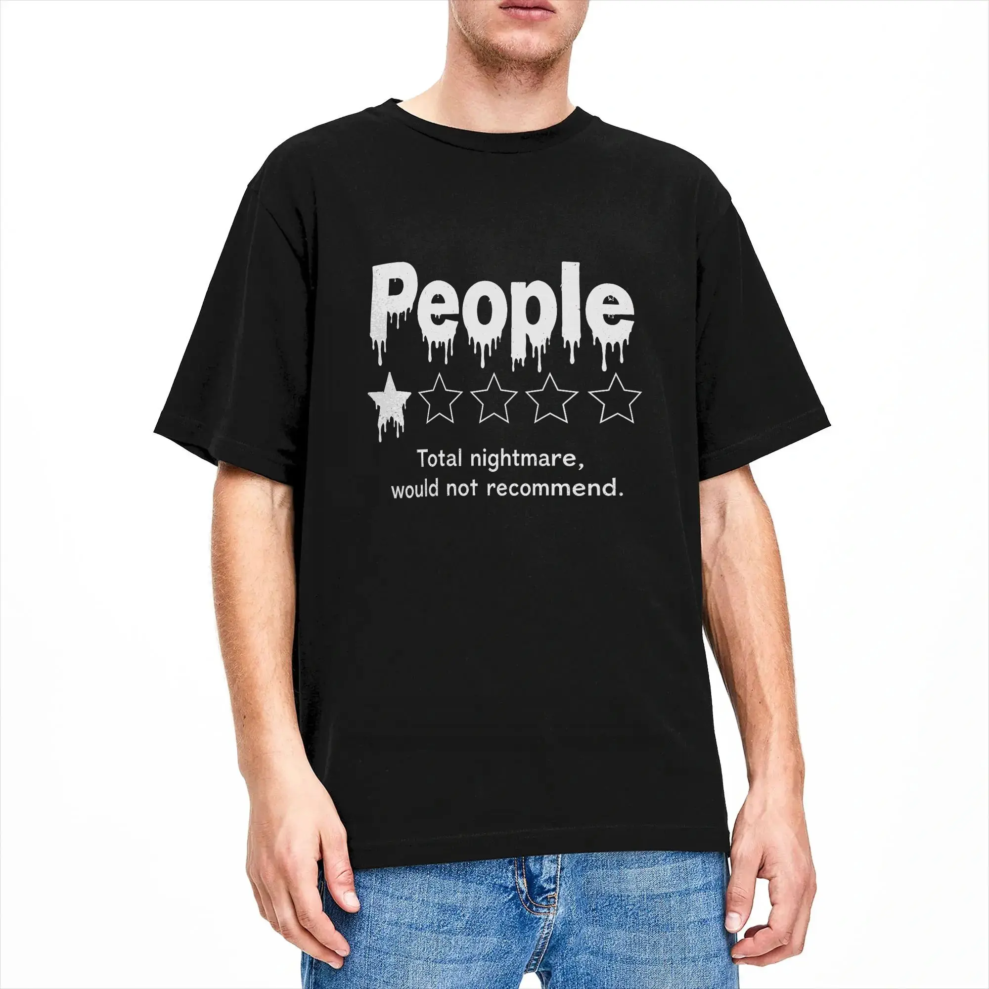 People One Star Review Total Nightmare Would Not Recommend Cotton T-Shirt For Men Summer  Funny T Shirts Leisure Tees Plus Size