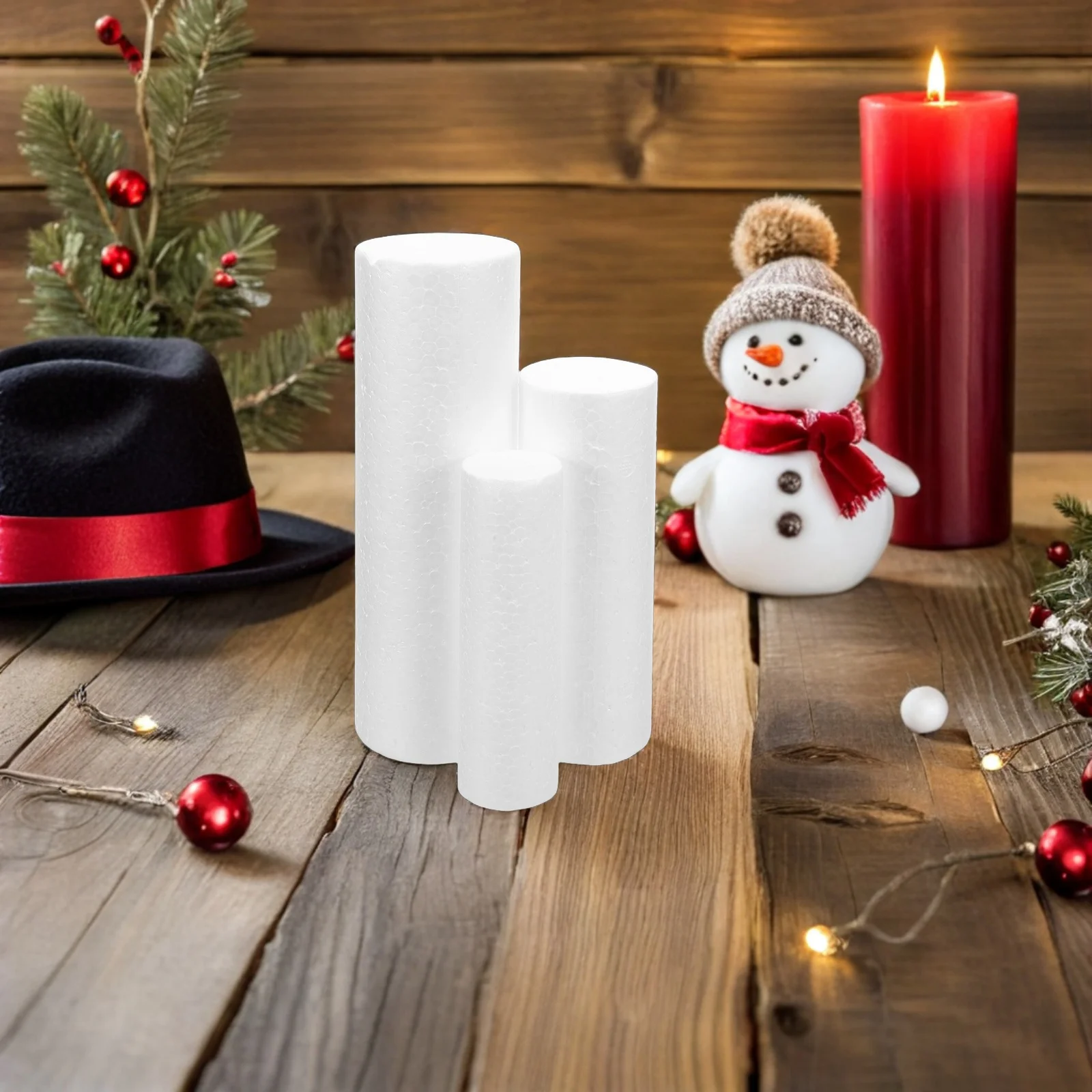 

12Pcs White Polystyrene Rods Easy Handling Foam Tubes for DIY Modeling Holiday Decor Craft Supplies Cylinder Polystyrene Blocks