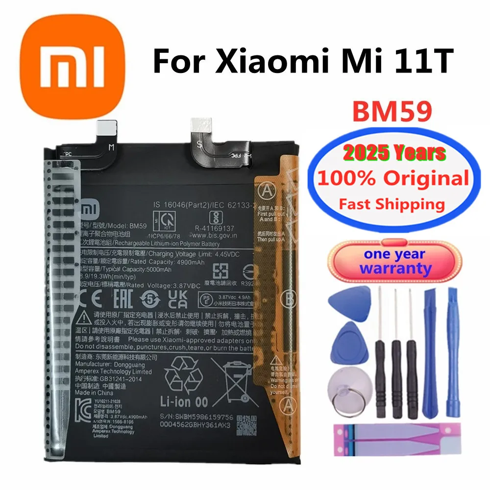 

2025 Years Xiao mi 100% Original BM59 Battery For Xiaomi mi 11T M11T BM59 BM 59 Battery 5000mAh Capacity Fast Shipping + Tools