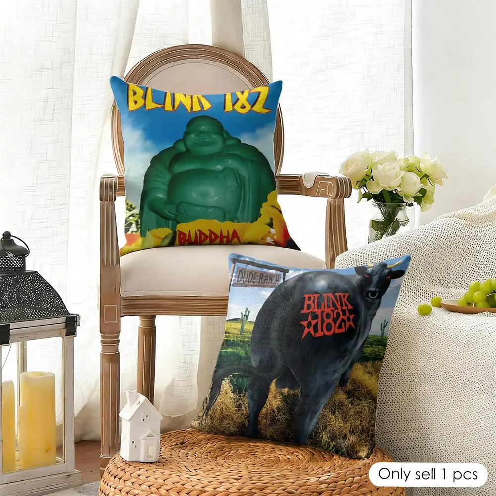 Rock Band B-Blink 182 Cushion Cover Organic Linen Square Pillow Case Durable Non-Allergenic And Kind To Skin