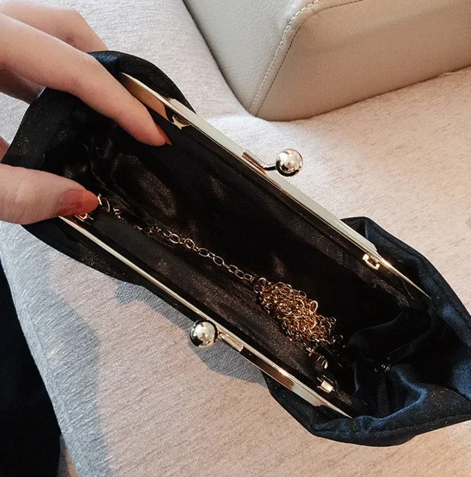 Bow women Cutch bag Luxury Party Satin Diamond Ladies Evening Bag lady Clutches small Chain messenger bags female wallet black - view 4
