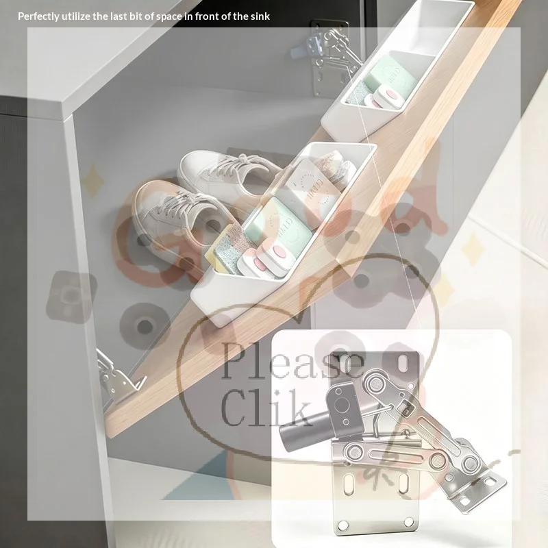 【HG】1Pair 45 Degree Flip Down Door Hinges Soft Close Buffer Durable Steel For Cabinets Wardrobes