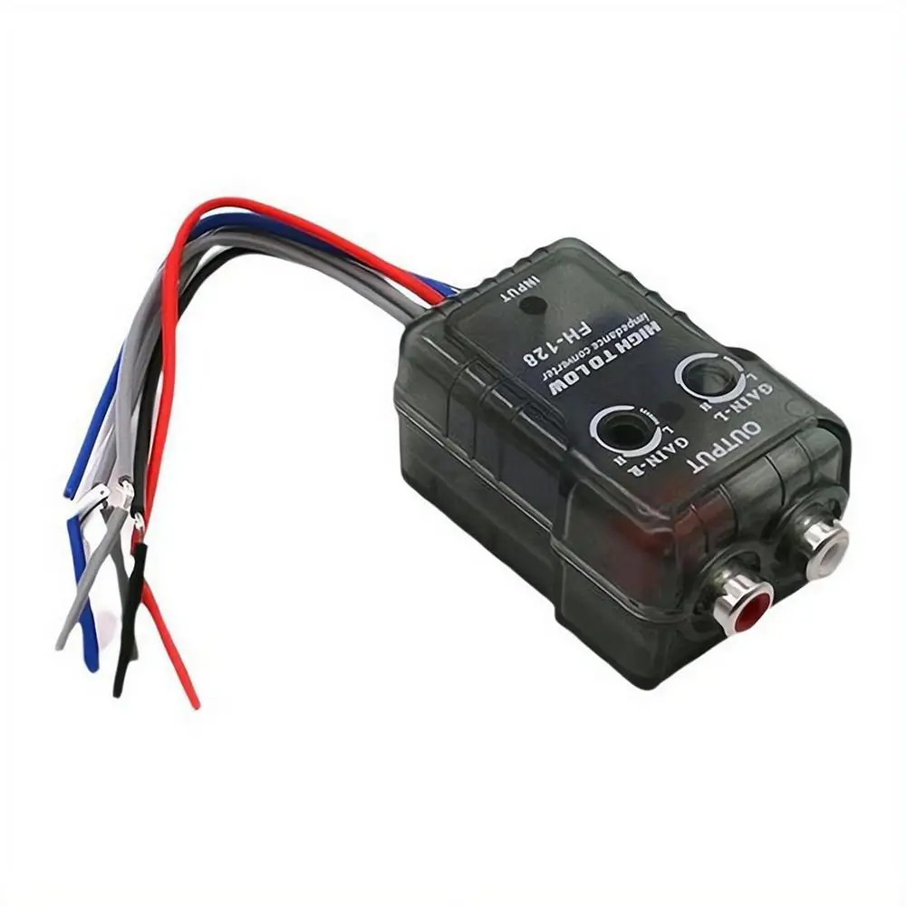 High Level Speaker Signal to Low Level RCA Adapter Signal Converter for Car Amplifier 12V Trigger Built in Relay Plastic Case