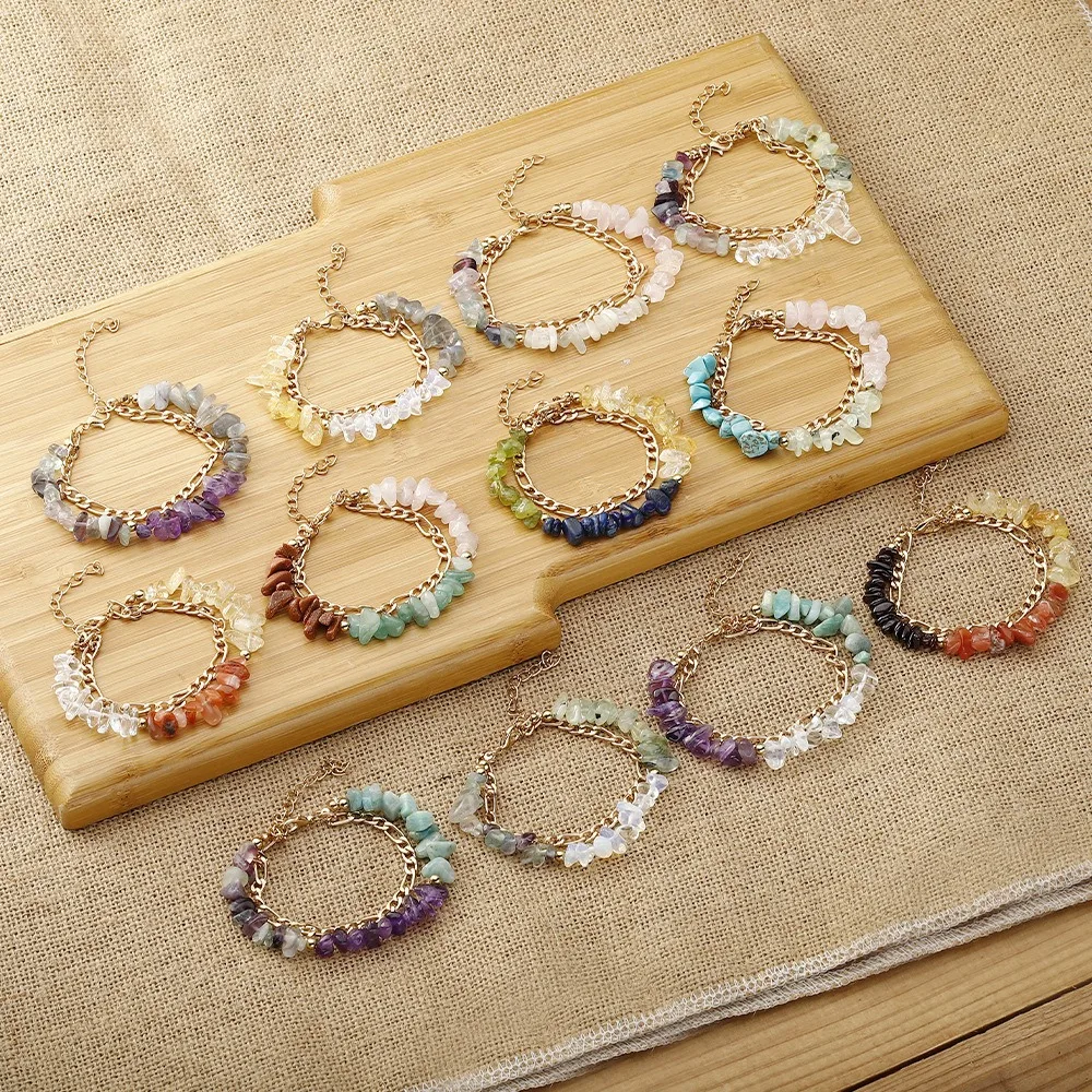 Handcrafted Gravel Crystal Bracelet for Healing Balance Elegant Jewelry with Natural Stones Perfect for Mindfulness Gift