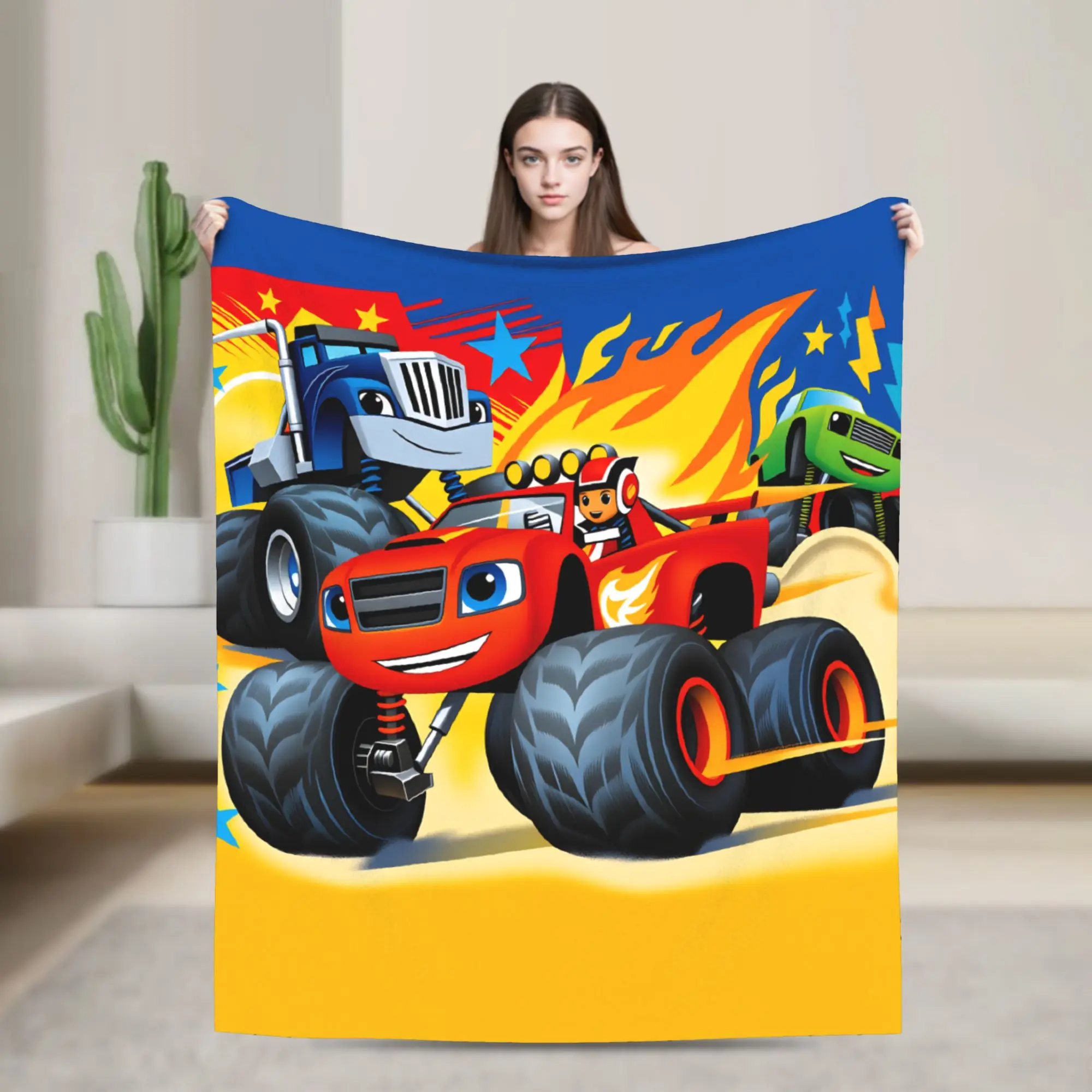 Blaze and the Monster M-Machines Flannel Blanket Winter  Warm Throw Blanket for Children Bedroom Comfortable Bedspread Sofa