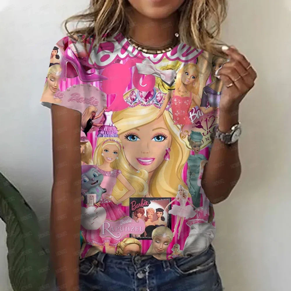 Barbie T-Shirt Sweet Hot Clolorful Delicate Tops Stylish Soft Fashion Girlish Lovely Girls Gift Short Undershirt Trendy