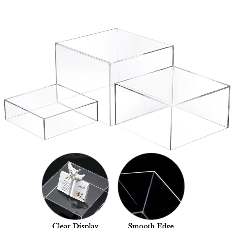 Imagem -04 - Cubo Acrílico Branco Display com Fundo Oco Nidificação Risers Conjuntos de Brilhante