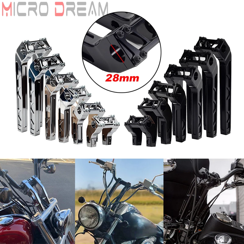 

Motorcycle 4''-14'' Handlebar Risers Clamp W/ Pullback Modular Riser For Harley Touring Road Glide Road King Dyna Softail Silm