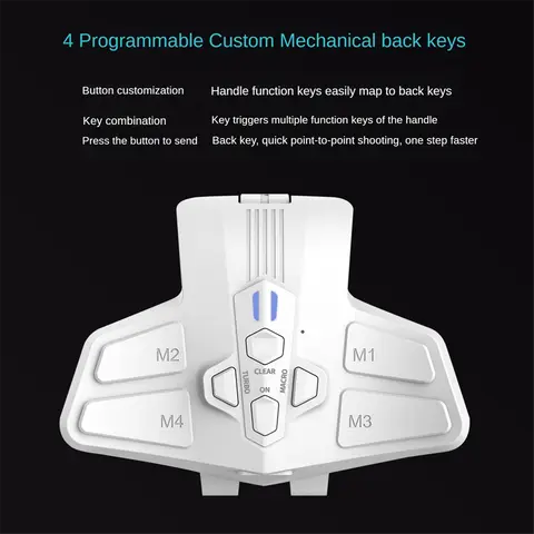 PS5 Bluetooth 무선 직접 플러그인 뒤로 버튼(버스트 프로그래밍 사용자 정의 매핑 4개 뒤로 버튼, 흰색 NND)