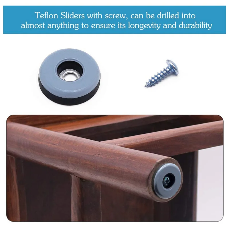 

AB35-192Pcs Furniture Gliders PTFE Easy Moving Sliders With Screw Floor Protector For Tiled Hardwood Floors(25Mm Round)
