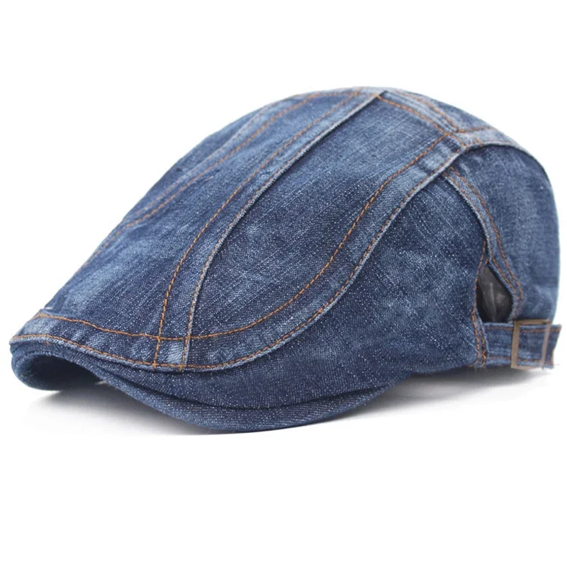 

Adjustable Denim Cap for Men Women Casual Unisex Jeans Beret Hat Solid Color Cap Spring Autumn Hats Men Winter