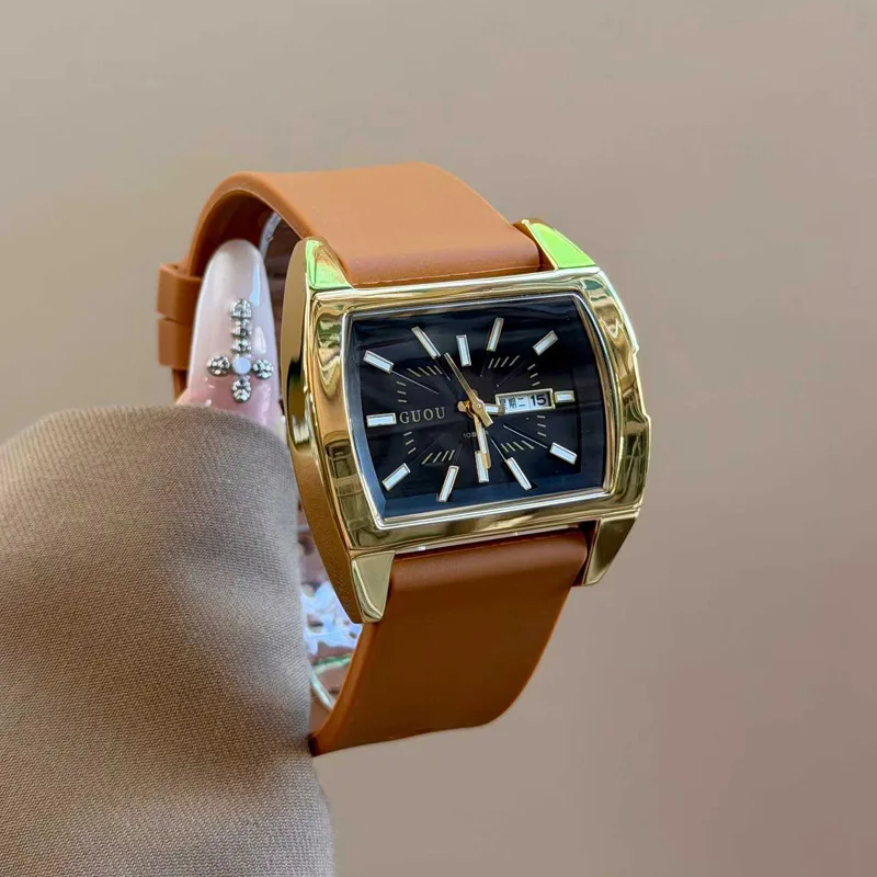 Silicone Strap Quartz Watch, Large Dial, Casual Style, Student Watch, Wholesale Supplier, Square Watch, Women'S Wristwatch.