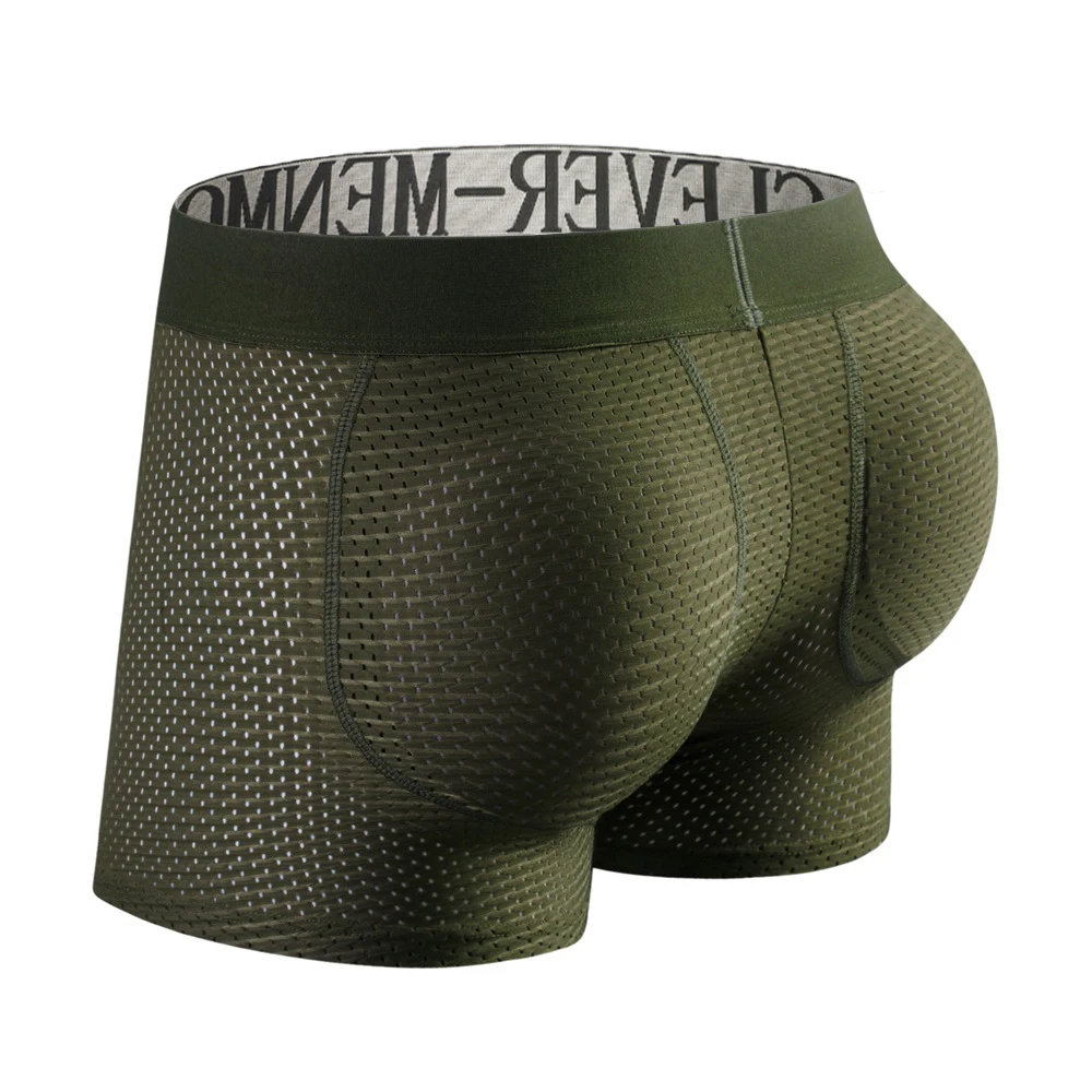 

Men's Mesh Boxer Shorts Soft Breathable Butt Lift Boxers Sports Comfortable Underpants Mesh Boxer Briefs Removable Two Butt Pad