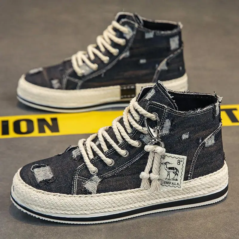 Male Sneakers Lightweight Fashion High Top Shoes Non Slip Wear Resistant Breathe Outdoor Casual Shoes Lace Up Autumn Men Shoes