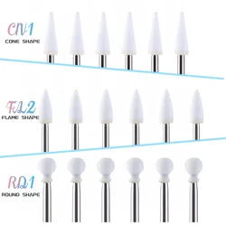 12Pcs/Pack Dental White Stone Polishing Burs Cone/Flame/Round Shape Abrasion Bur Fit For High Speed Handpiece 1.6mm