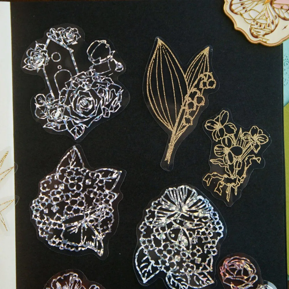 99 Pcs Gold Silver Laser Mythical Pattern PVC Sticker Set Scrapbooking Creative Decoration Gift Use