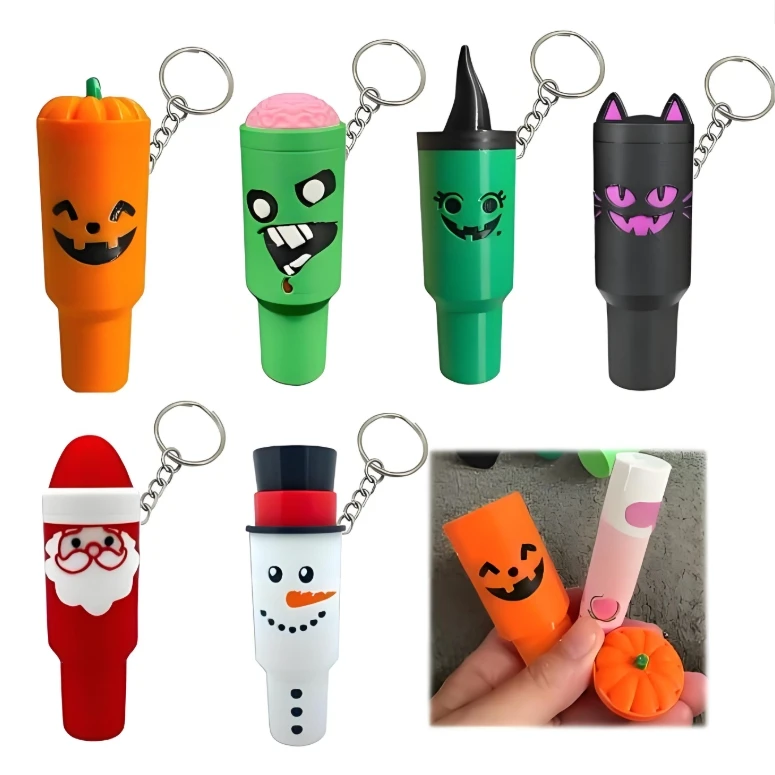 Mini gobelet porte-clés conteneur-porte-bouchon porte-clés amusant, pendentif à breloque pour sac à main pour cadeaux d'Halloween et de fête de Noël