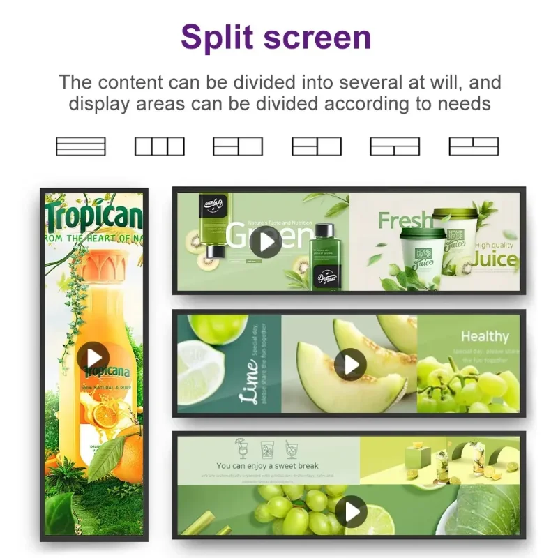 10.1 23.1 38-inch wall-mounted digital advertising screen stretch stick LCD display