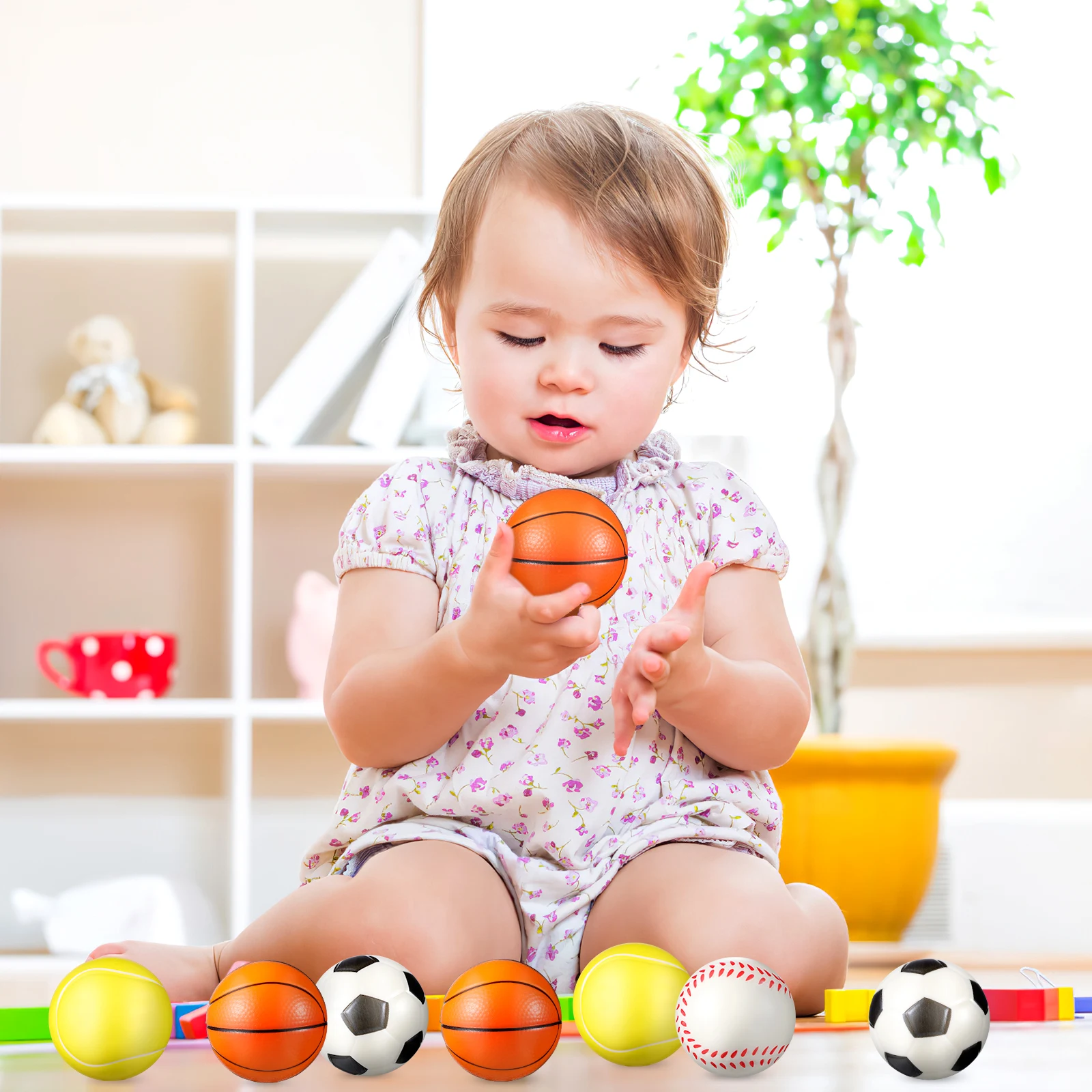 

12 Pcs PU Ball Small Stress Balls Mini Squeeze Soft Baseballs Toys Basketball Sports Soccer