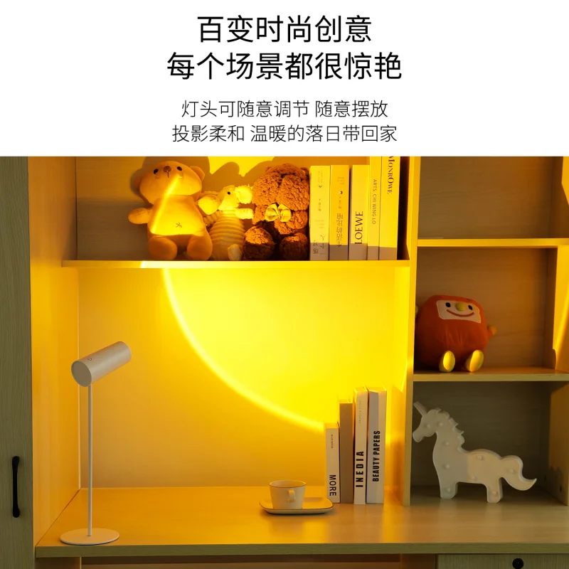 

New Creative LED Eye Protection Desk Lamp Multifunctional Sunset Atmosphere Light for Home Dormitory Desktop Reading Office Stud