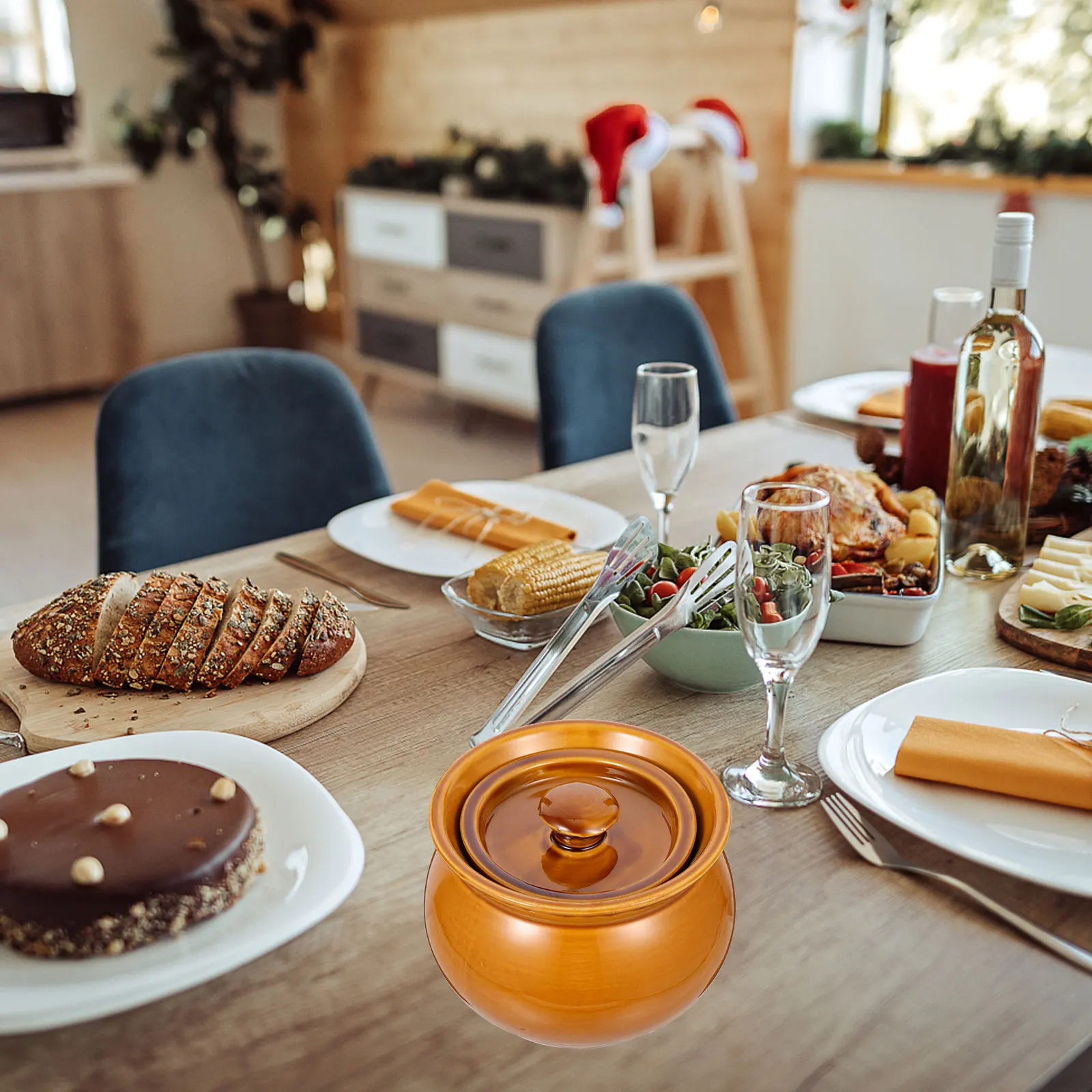 

Ceramic Stew Pot Soup Cooking Bowl Fine Craftsmanship Non-Scratch Surface Multi-Function Kitchen Tableware For