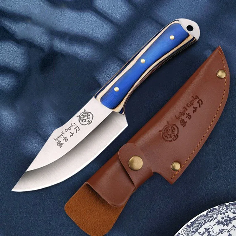 Boning Knife Meat Cleaver Stainless Steel Kitchen Mongolian Hand Meat Knife Roasted Whole Lamb Steak Fruit Knife with Cover