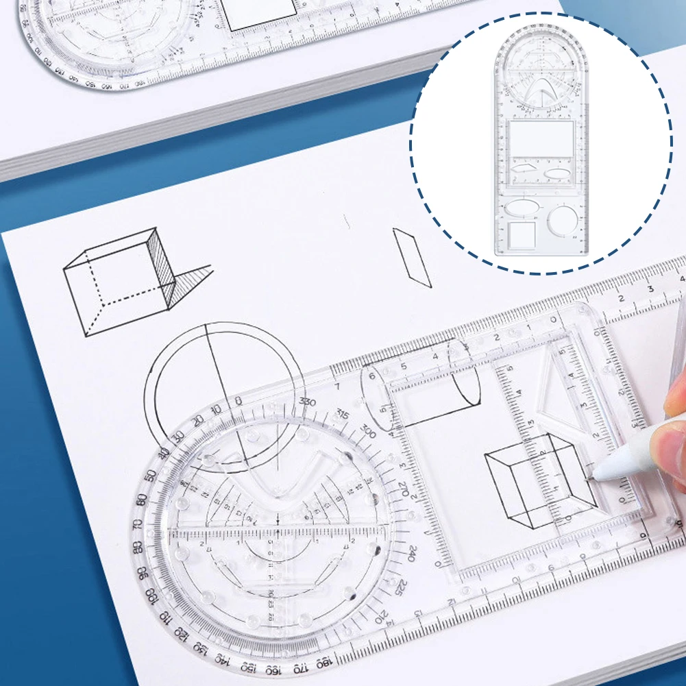 البلاستيك الشفاف حاكم هندسي ، قالب الهندسة الرياضية ، القرطاسية الطالب