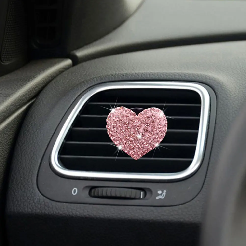 

4Pcs Car Air Vent Clips Heart Shaped Rhinestone Creative Aroma Clip Car Freshener Air Conditioner Accessories Auto Outlet Clip
