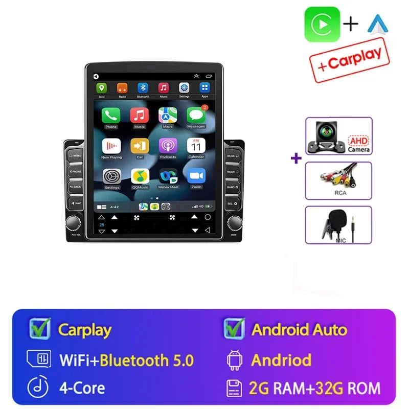 2 Din Android 15 Auto Universele Autoradio multimedia video Speler voor Tesla Type 9.7 inch Stereo Carplay 2din GPS navigatie