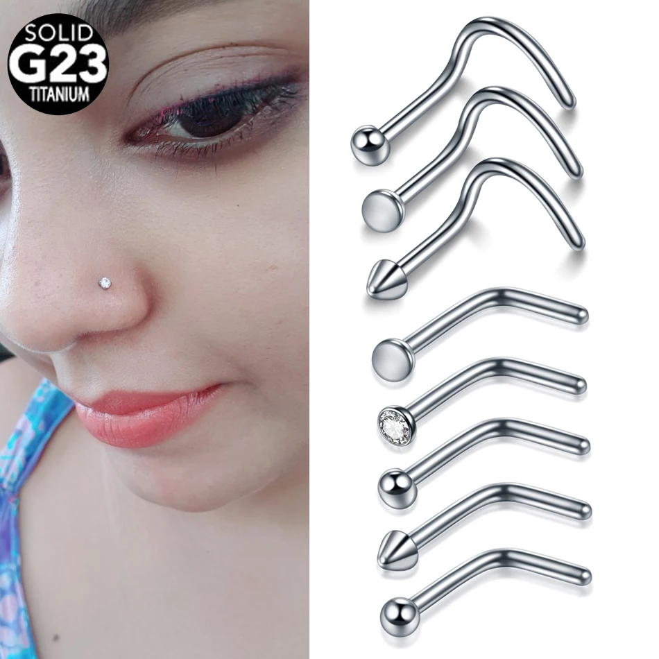 1PC Titanium Nose Stud Nostril Piercing L Shape Nose Bone Stud Retainer Holder Nazir Stud Piercing Body Jewelry