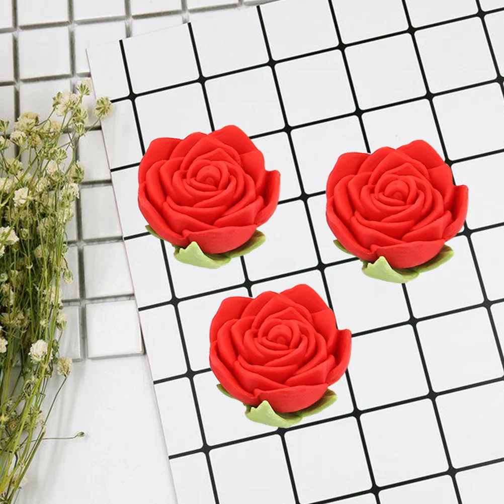 

24Pcs Lovely Simulation Rose Styling Eraser Creative Pencil Erasers Sets Stationery Eraser (Random Color)