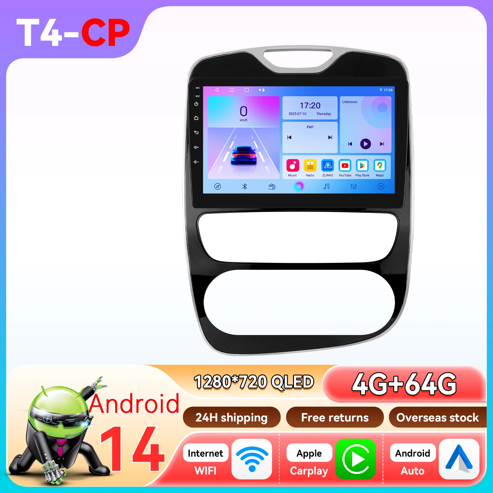 Hizpo 2 Din Android Auto Carplay autoradio voor Renault Clio 4 2012 - 2019 multimediaspeler 2Din GPS intelligent systeem stereo 4G WIFI head unit autoradio 8-core