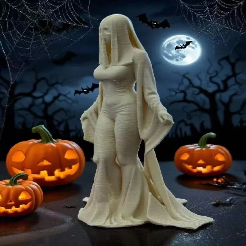 Halloween Home Decor 3D Printed Ghost Bride Sculpture Desktop Ornament Art Statue Collectible Gift for Otaku Figure Enthusiasts