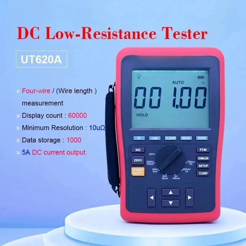 New UT620A 60000 Counts Digital Micro Ohm Meter Resistance Meter 6.0000K ohm with High Low Limit Alarm USB and Back Light