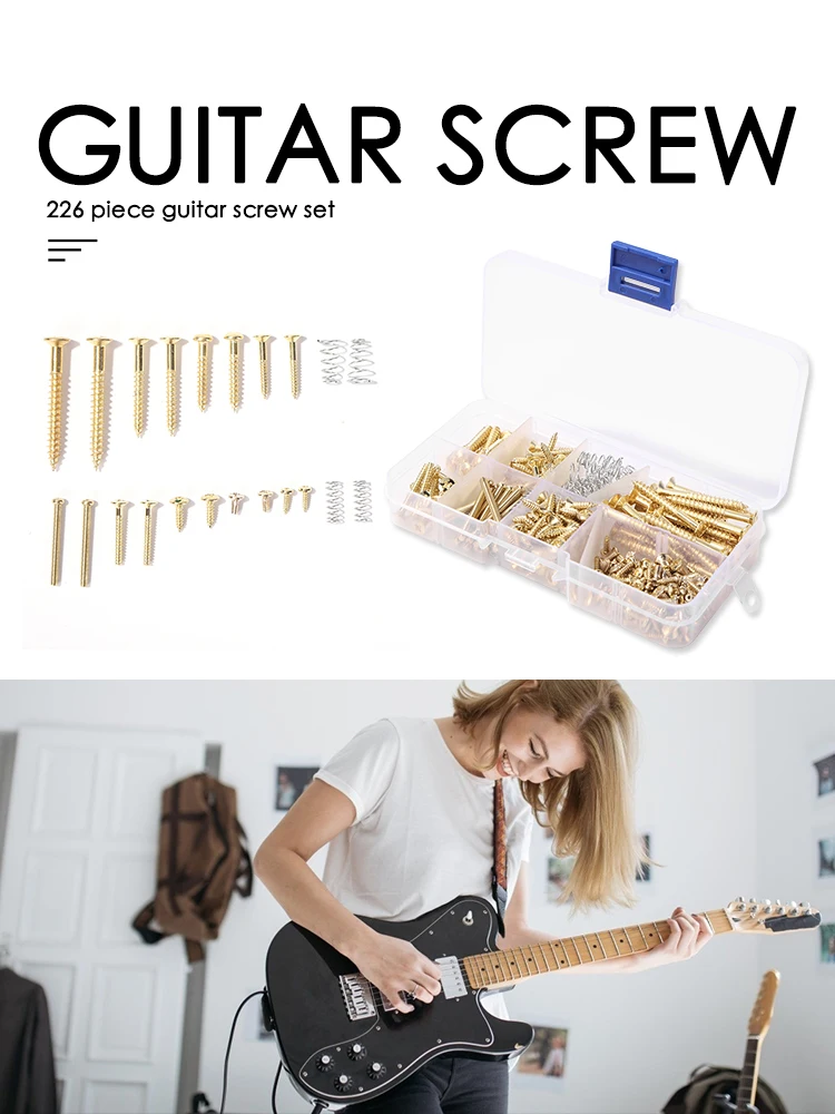 226pcs Guitar Screws Set Assortment for Pickguard Electric Guitar Accessories Beck Plate Remote Bridge Selector Switch Screws