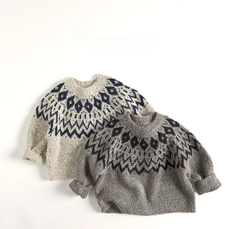 

Sweater Lazy Jacquard Korean Autumn and Winter Children's Sweater New Style Pullover Knitting Casual Fashion