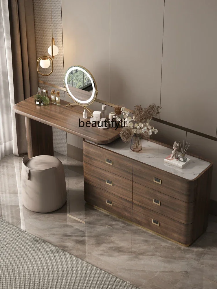 

32Light luxury chest retractable dresser storage cabinet integrated makeup table designer makeup table