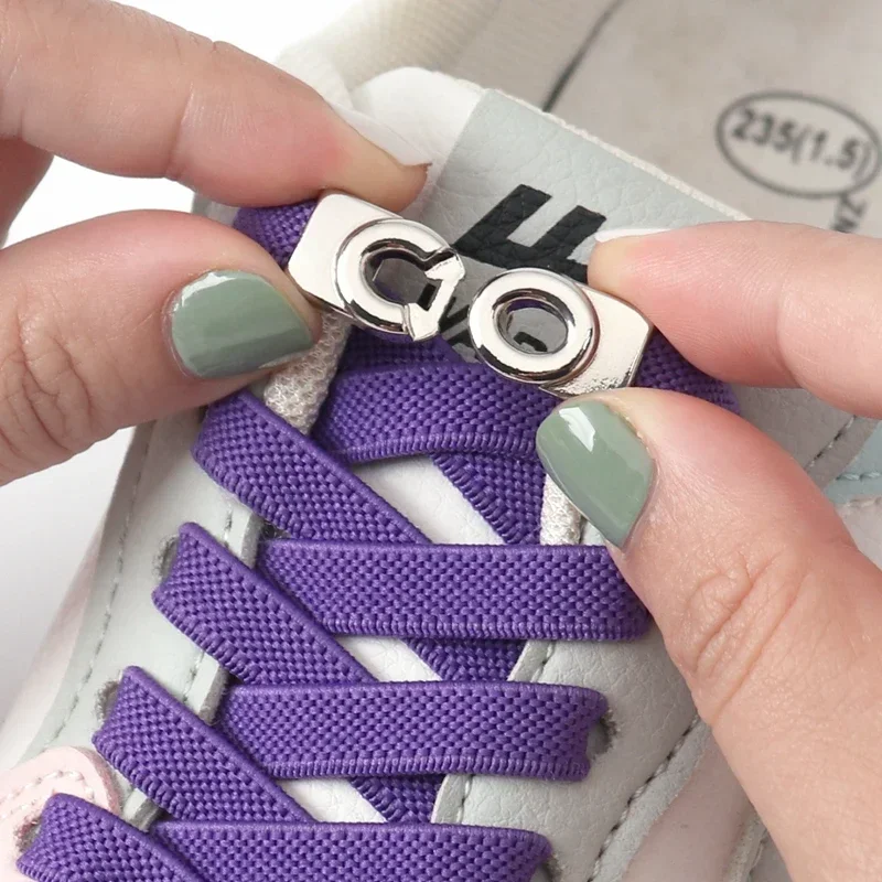 Elastic Laces Sneakers Lock Shoelaces No Tie Shoe Laces Without Ties Kids Adult 8MM Width Flat Shoelace for Shoes Accessories