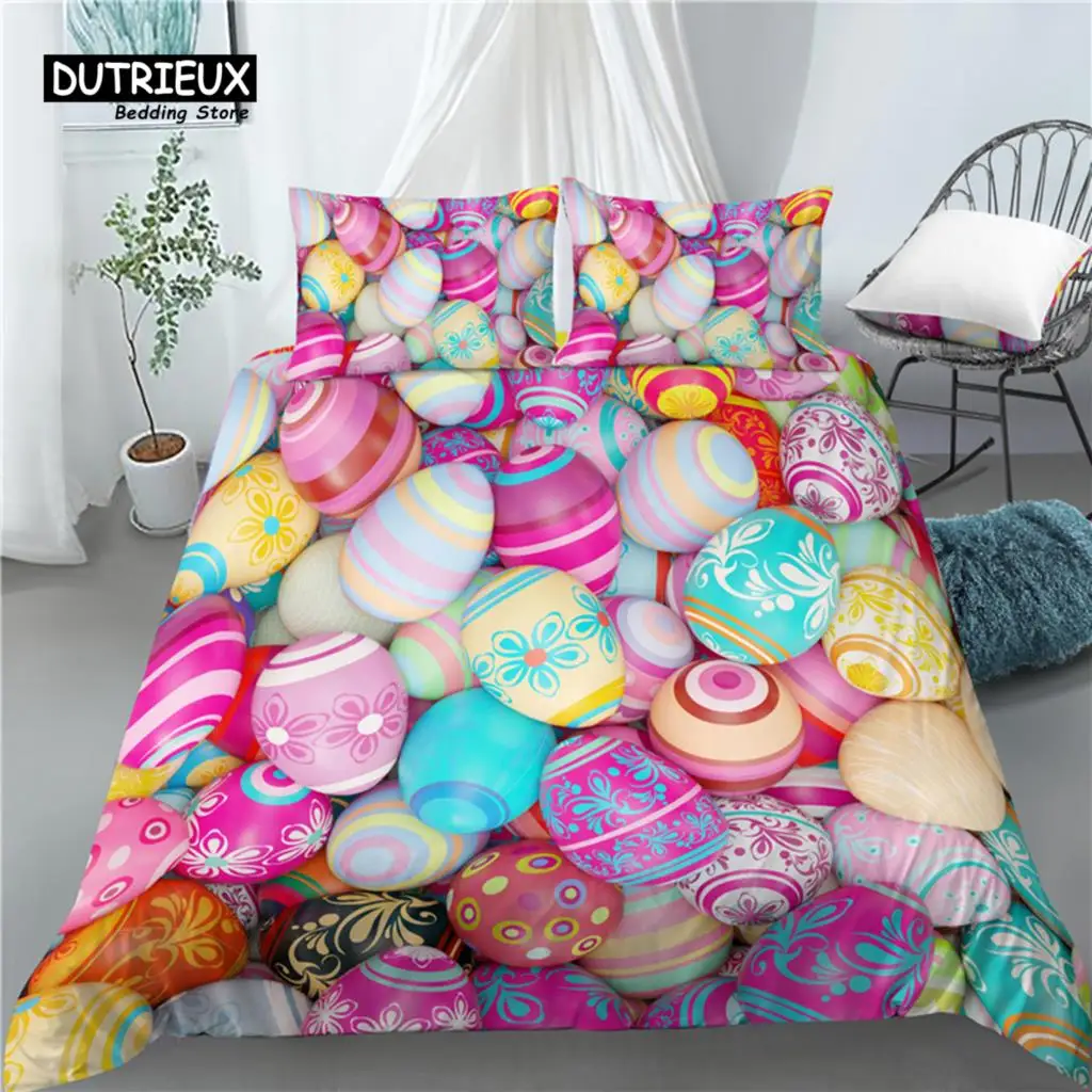 

Home Living Luxury 3D Easter Eggs Print 2/3Pcs Comfortable Duvet Cover PillowCase Bedding Sets Queen and King EU/US/AU Size