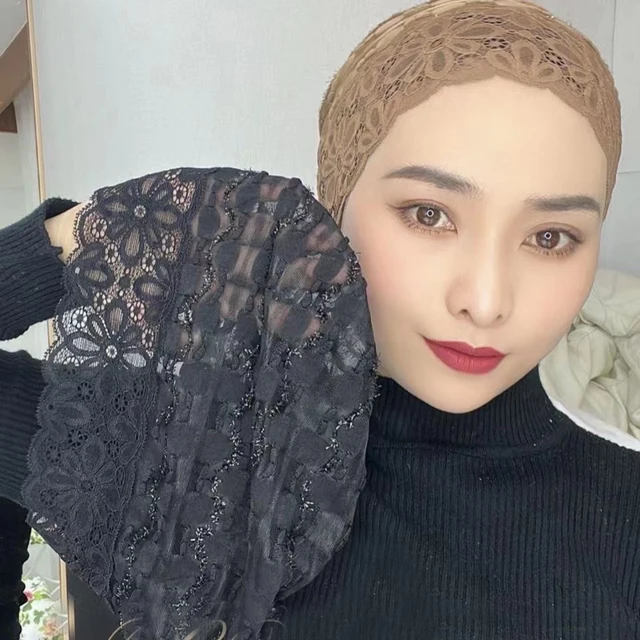 Letnia oddychająca koronkowa czapka pod szalik Muzułmańskie wewnętrzne czapki hidżab Islamska turbanowa czapka pod czapką hidżab
