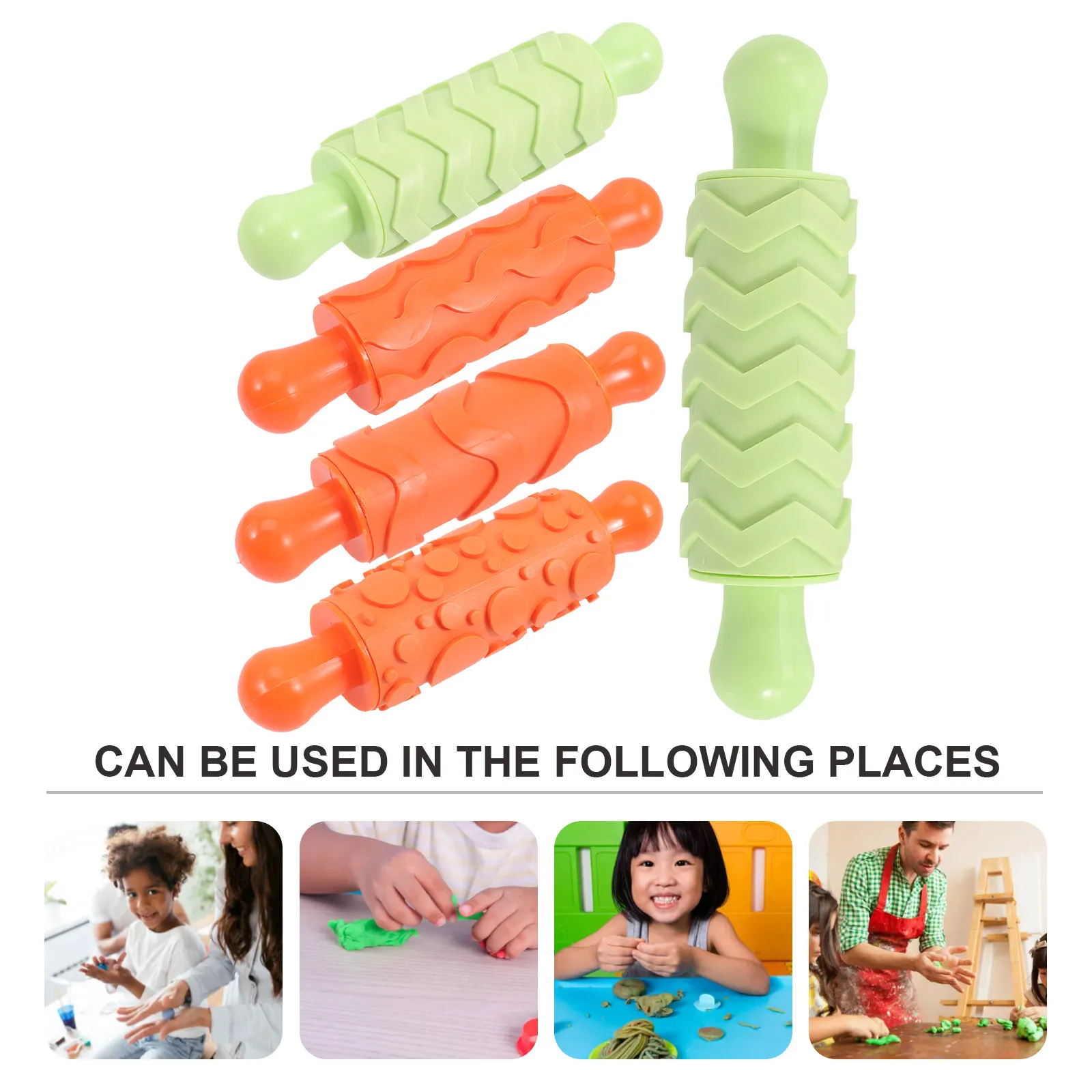 5Pcs Easy Clean Plastic Rolling Pins for Kids Parent Child Baking Activities Pizza Crust Dumpling Dough Rolling Home Bakery