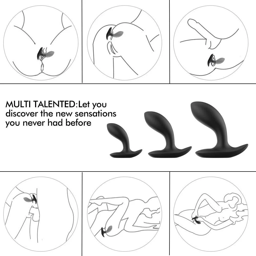 Butt Plug Trainer Kit For Comfortable Long-Term Wear,3Pcs Silicone Anal Plugs Training Set With Flared Base Prostate Massager