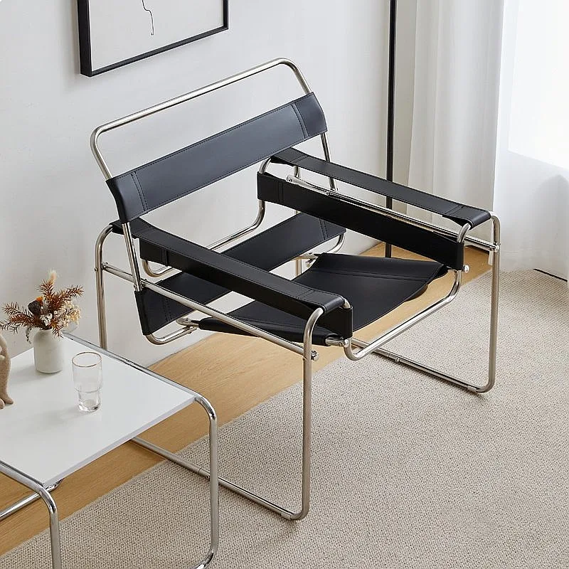 Designer Mid-Century Modern Chaise Longue Single Lounge Chair Stainless Steel Frame Bauhaus Accent Chair view 3