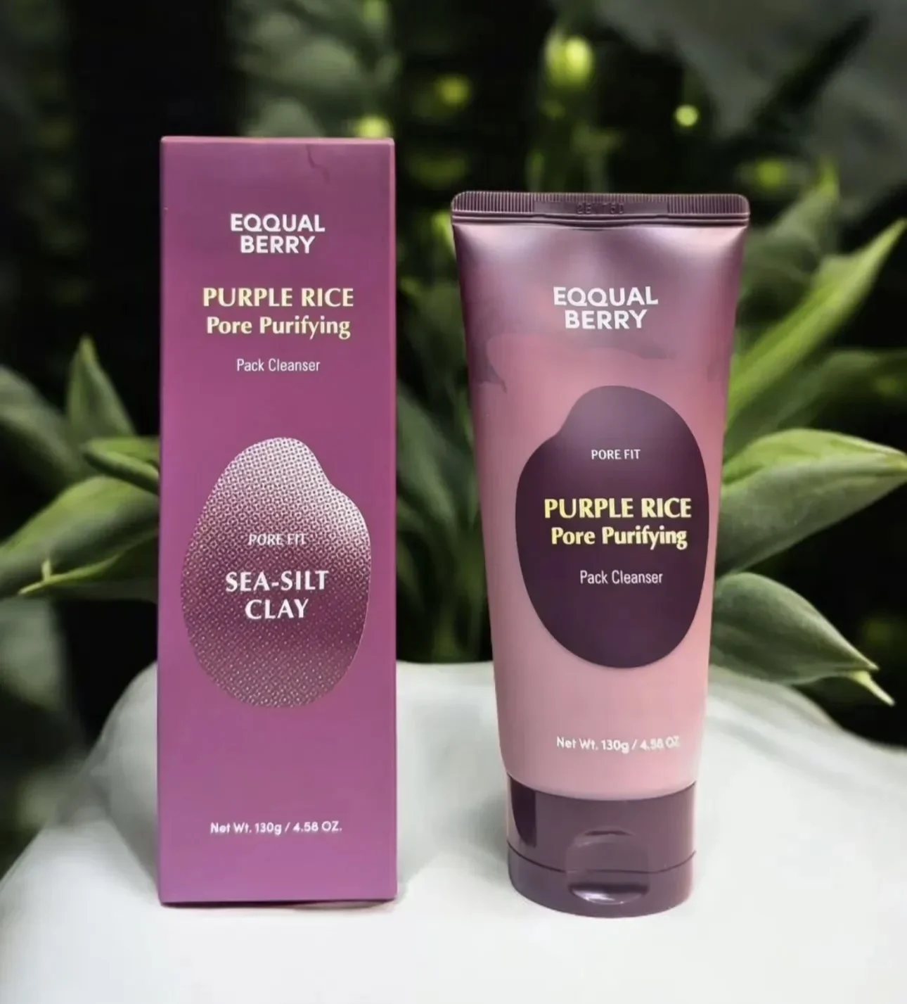 

130г 2-в-1 EQQUALBERRY Purple Rice Pore Purifying Pack Cleanser: Глубоко очищающий поры, удаляет жир, оригинальный отбеливающий очищающий лосьон