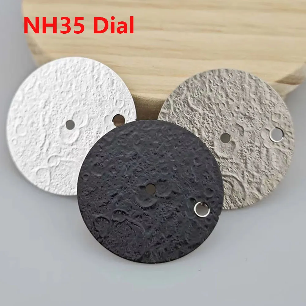 NH35 다이얼 28.5mm 녹색 야광 없음 시계 다이얼 NH35/NH36 기계식 무브먼트용 3D 달 패턴 시계 페이스 액세서리