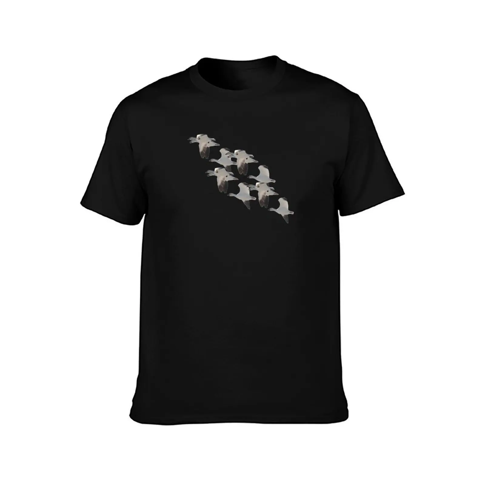 Snow Goose Migration T-Shirt Summer Casual Cotton Tee Oversized Streetwear Tops Vintage Graphic Print Loose Fit Short Sleeve