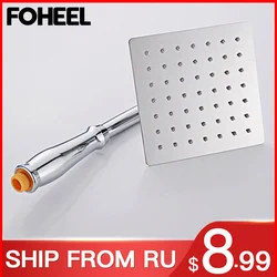 FOHEEL 8 Inch Shower Head Stainless Steel Shower Head Water Saving Bathroom Rain SPA Square Handheld Shower Head