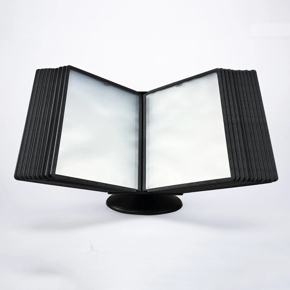 360° Rotating Desk File Organizer 20 Double-Sided Panels Heavy Duty Document Holder Display Stand Durable Desktop Reference
