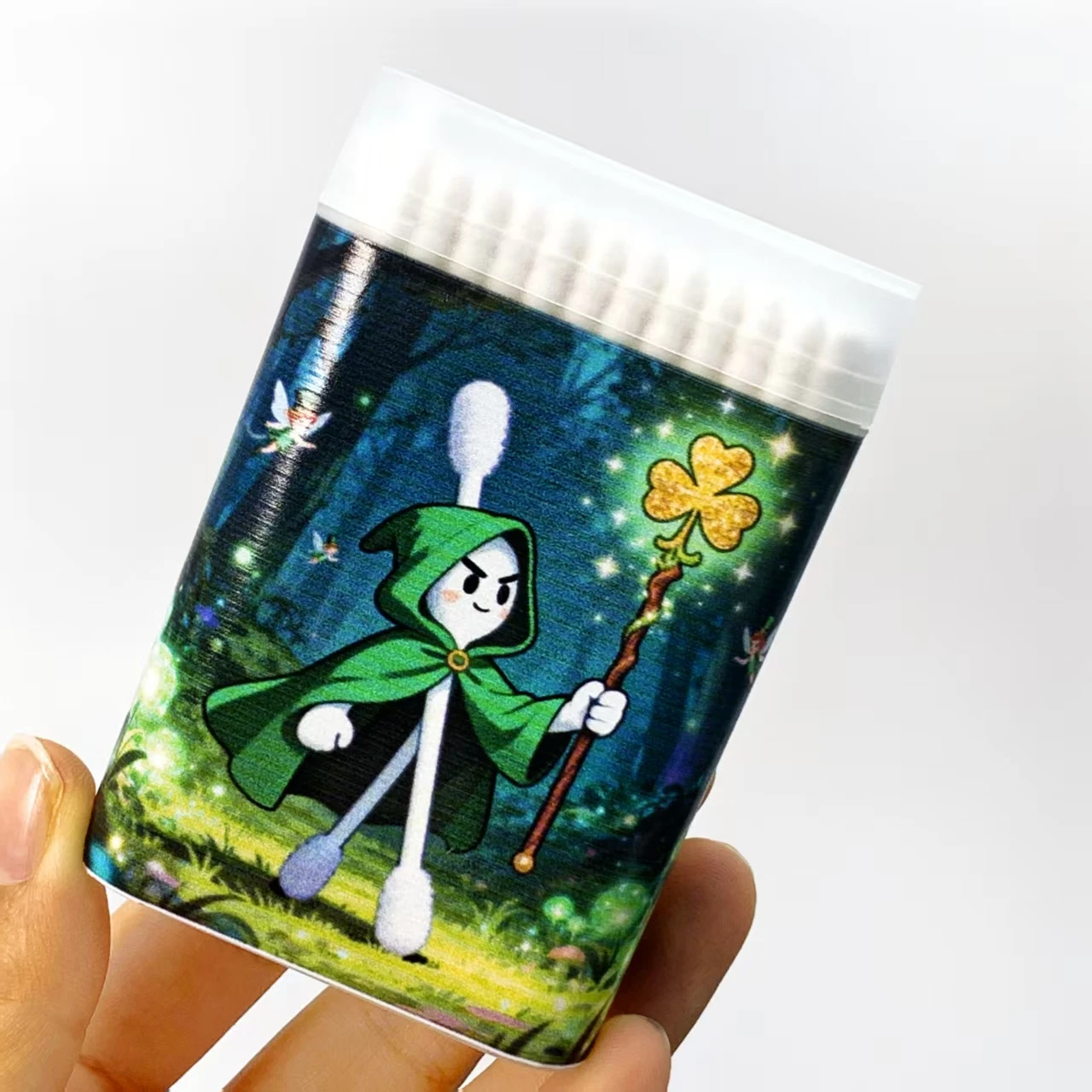 200 قطعة/300 قطعة مسحات قطنية مزدوجة الأطراف على طراز عيد القديس باتريك، مسحات قطنية ذات عمود رفيع للاستخدام المنزلي اليومي